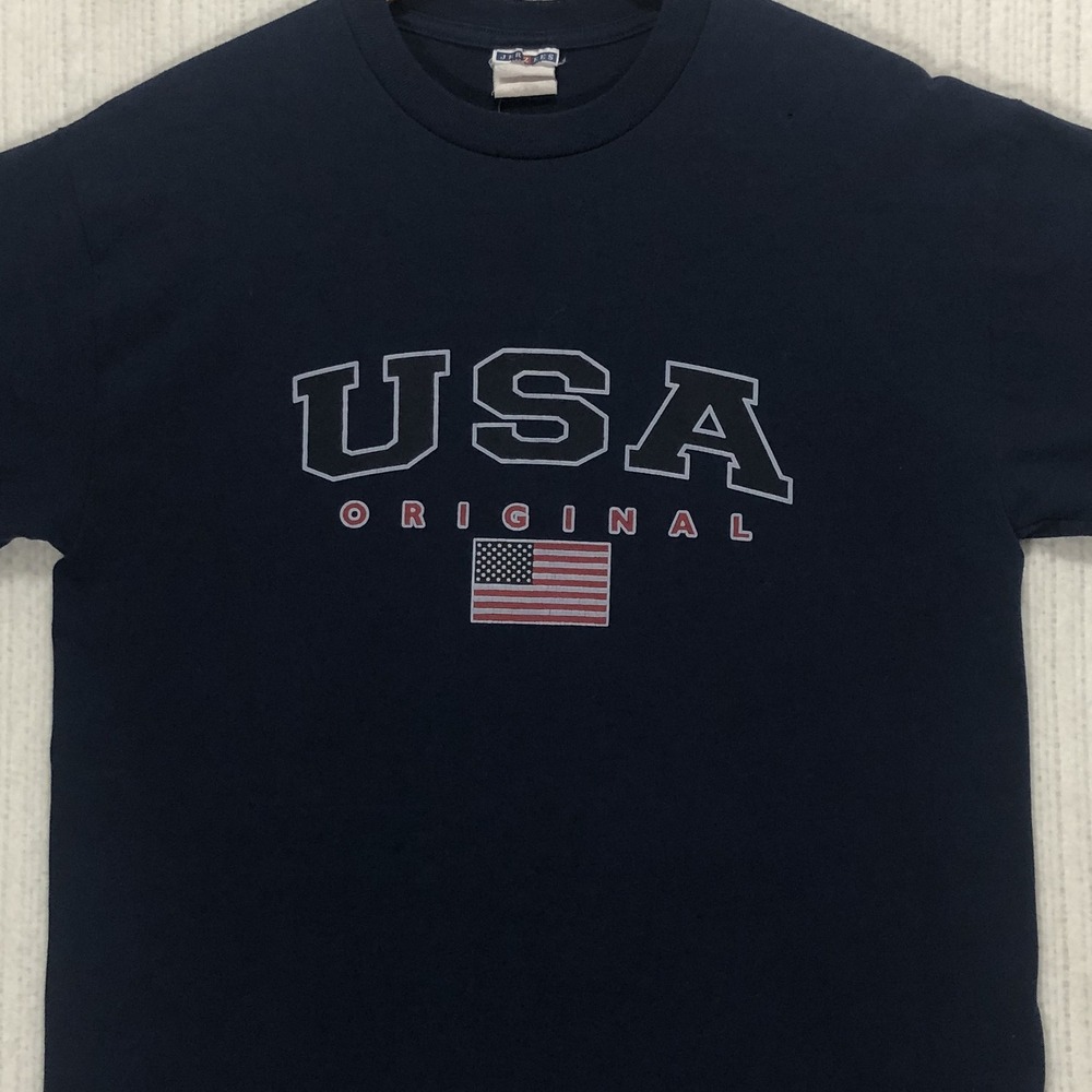 Jerzees‎ USA Original American Flag Graphic T-Shirt Navy Blue Mens Large